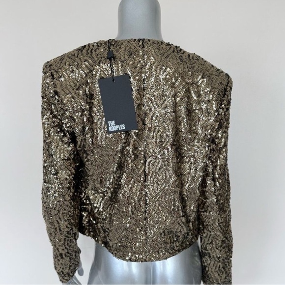NWT! The Kooples Gold Blazer with Metallic Finish, Size 2 - Picture 6 of 13